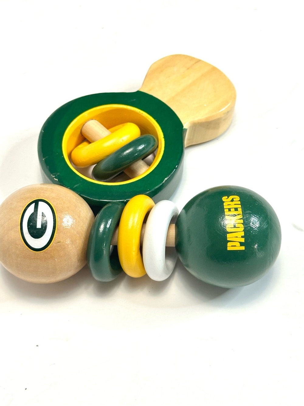 Green Bay Packers Wooden Baby Rattles